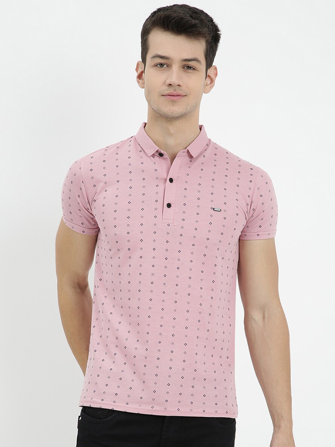 

V2 Value & Variety Men Pink Printed Polo Collar T-shirt