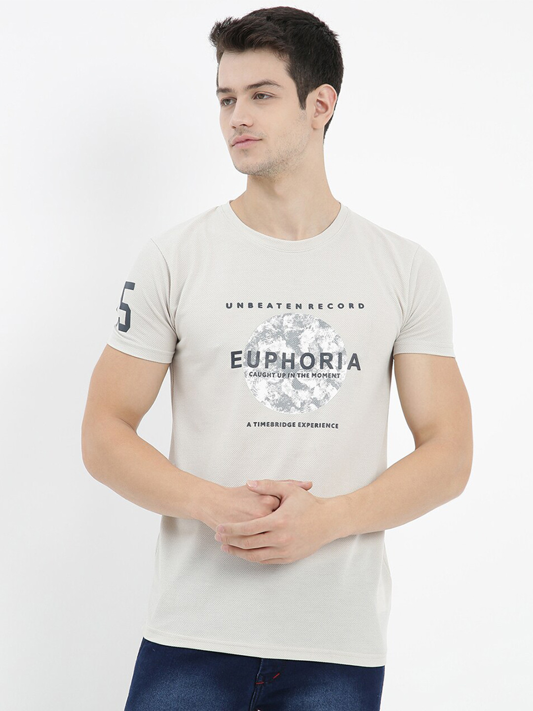 

V2 Value & Variety Men Grey Typography Printed Applique T-shirt