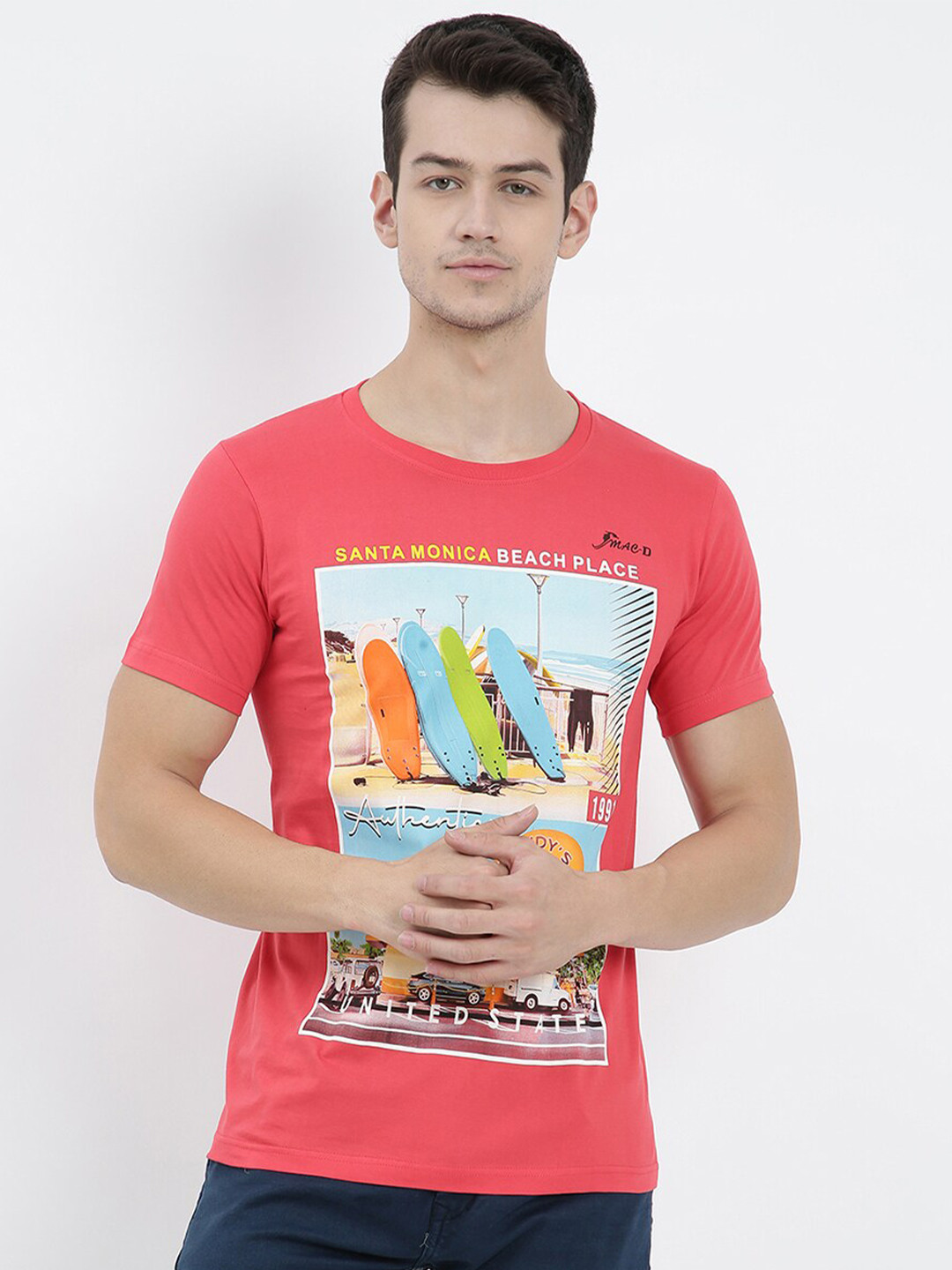 

V2 Value & Variety Men Red Typography Printed Raw Edge T-shirt