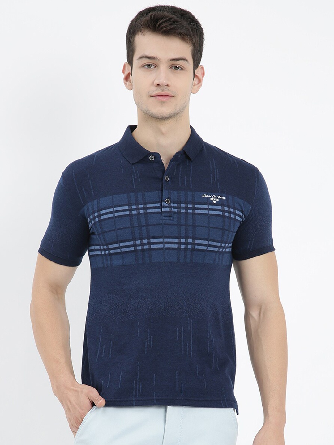 

V2 Value & Variety Men Blue Printed Mandarin Collar T-shirt