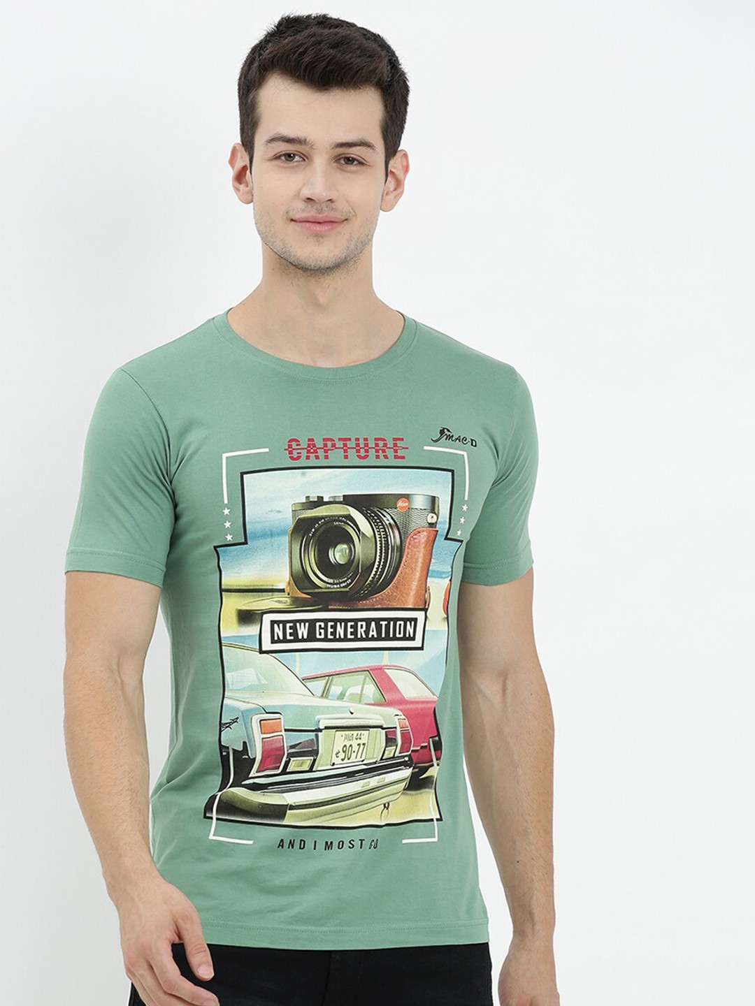 

V2 Value & Variety Men Green Printed Applique T-shirt