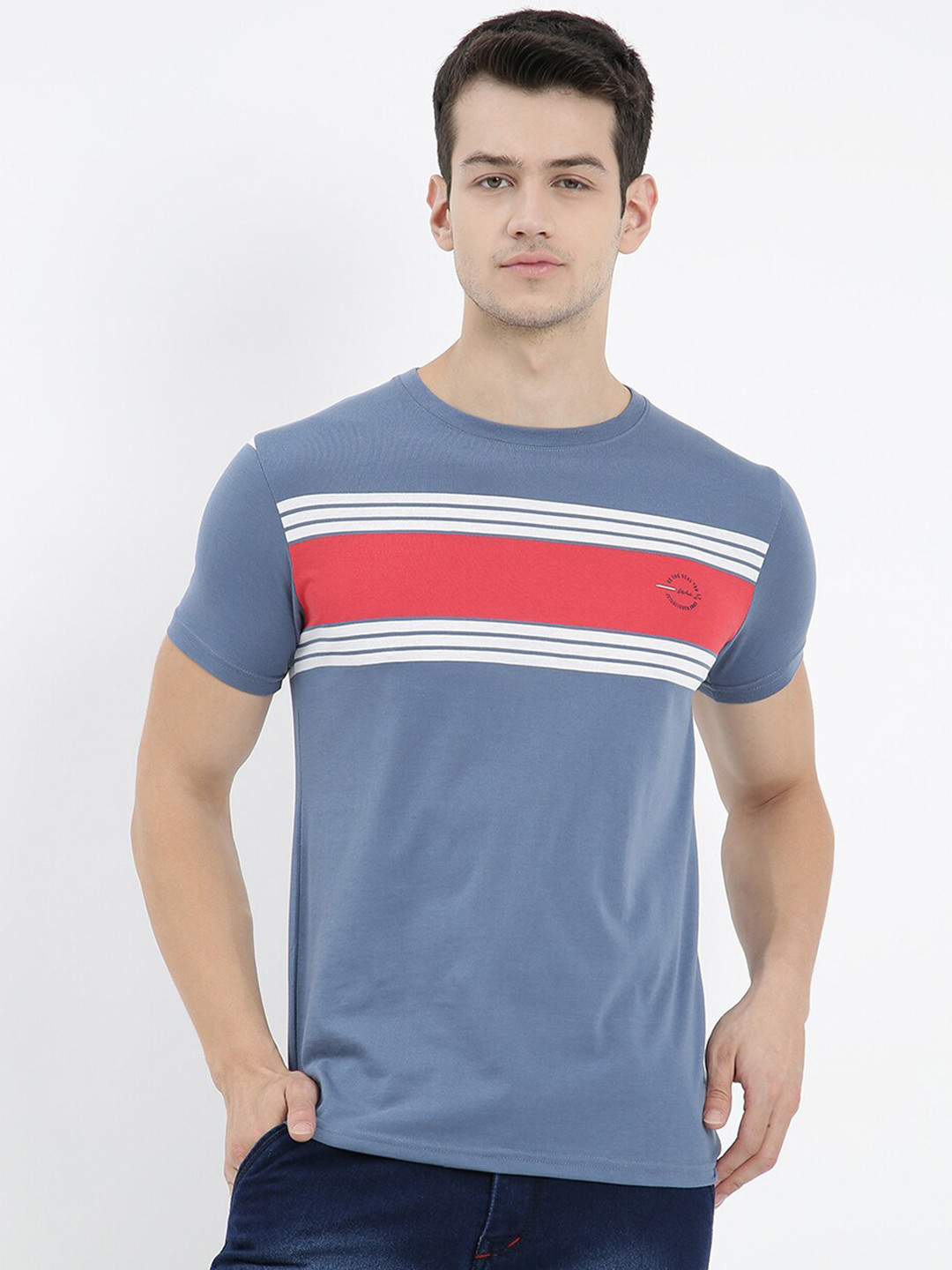 

V2 Value & Variety Men Blue Striped T-shirt