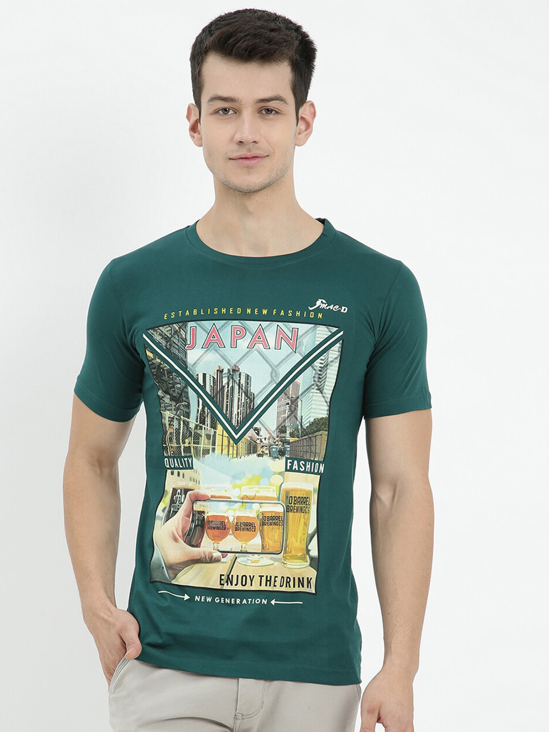 

V2 Value & Variety Men Green Printed T-shirt