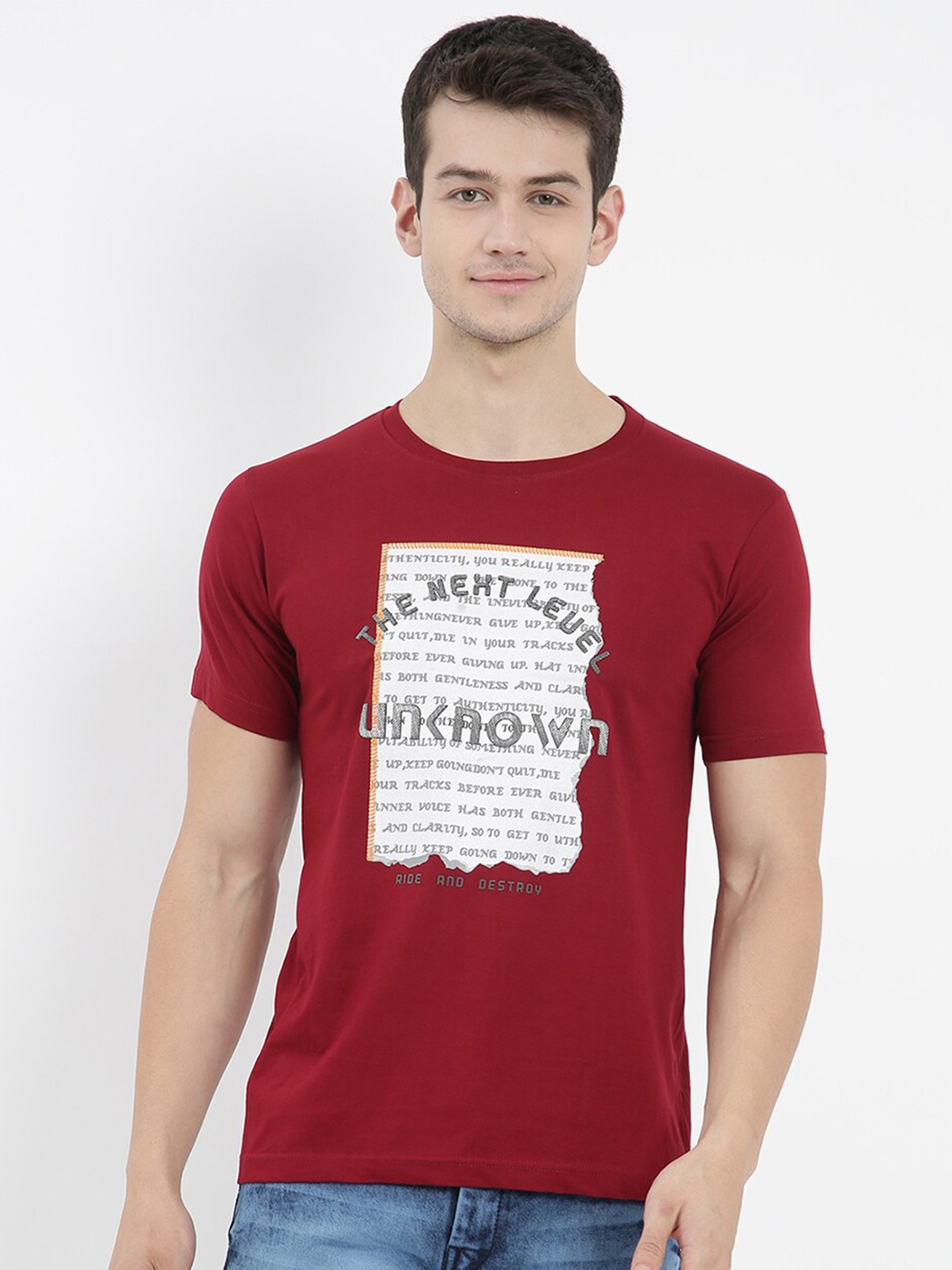 

V2 Value & Variety Men Maroon Typography Printed T-shirt