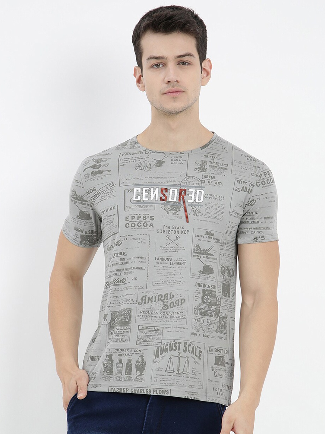 

V2 Value & Variety Men Grey Typography Printed T-shirt