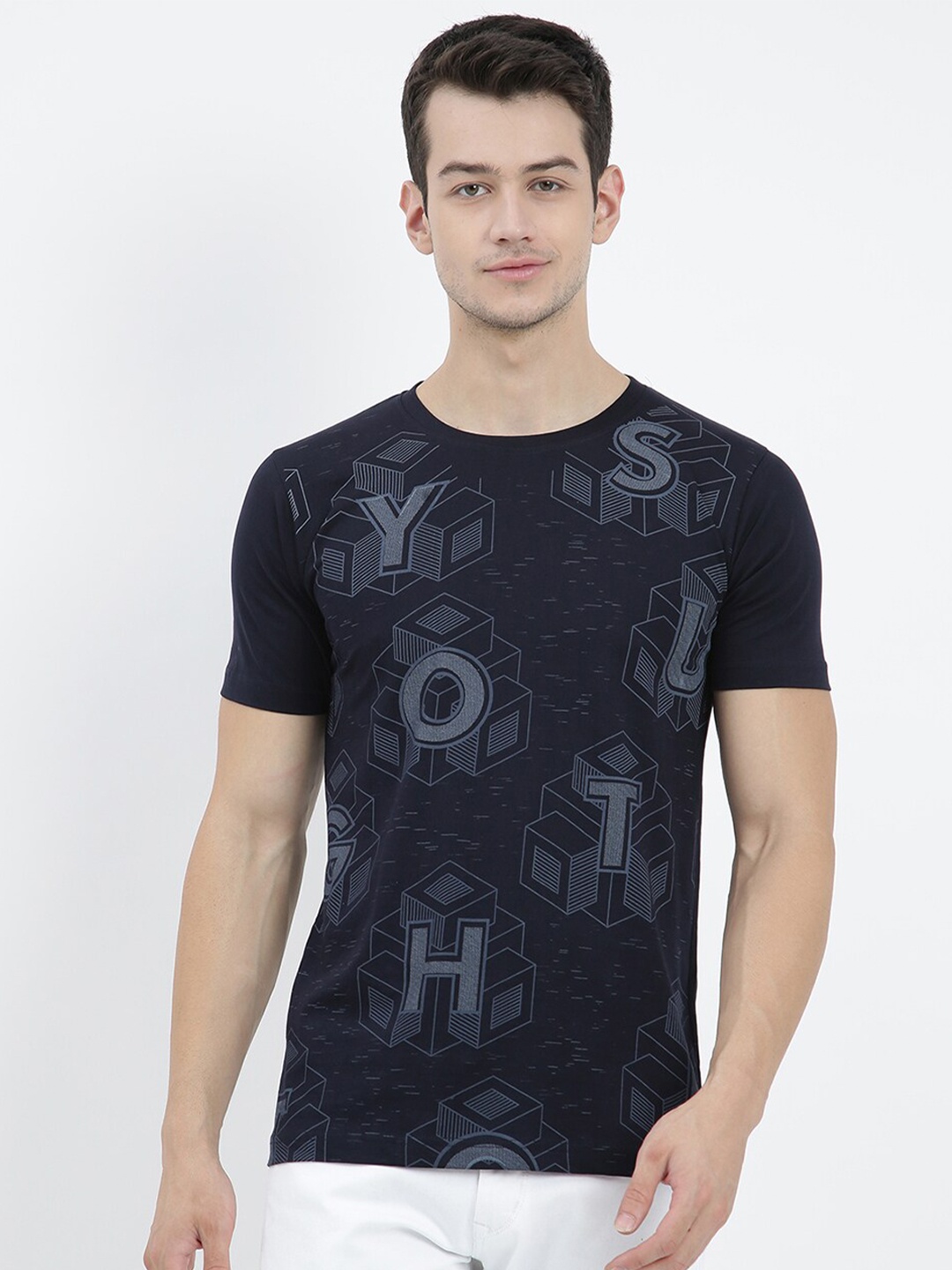 

V2 Value & Variety Men Blue Typography Printed T-shirt