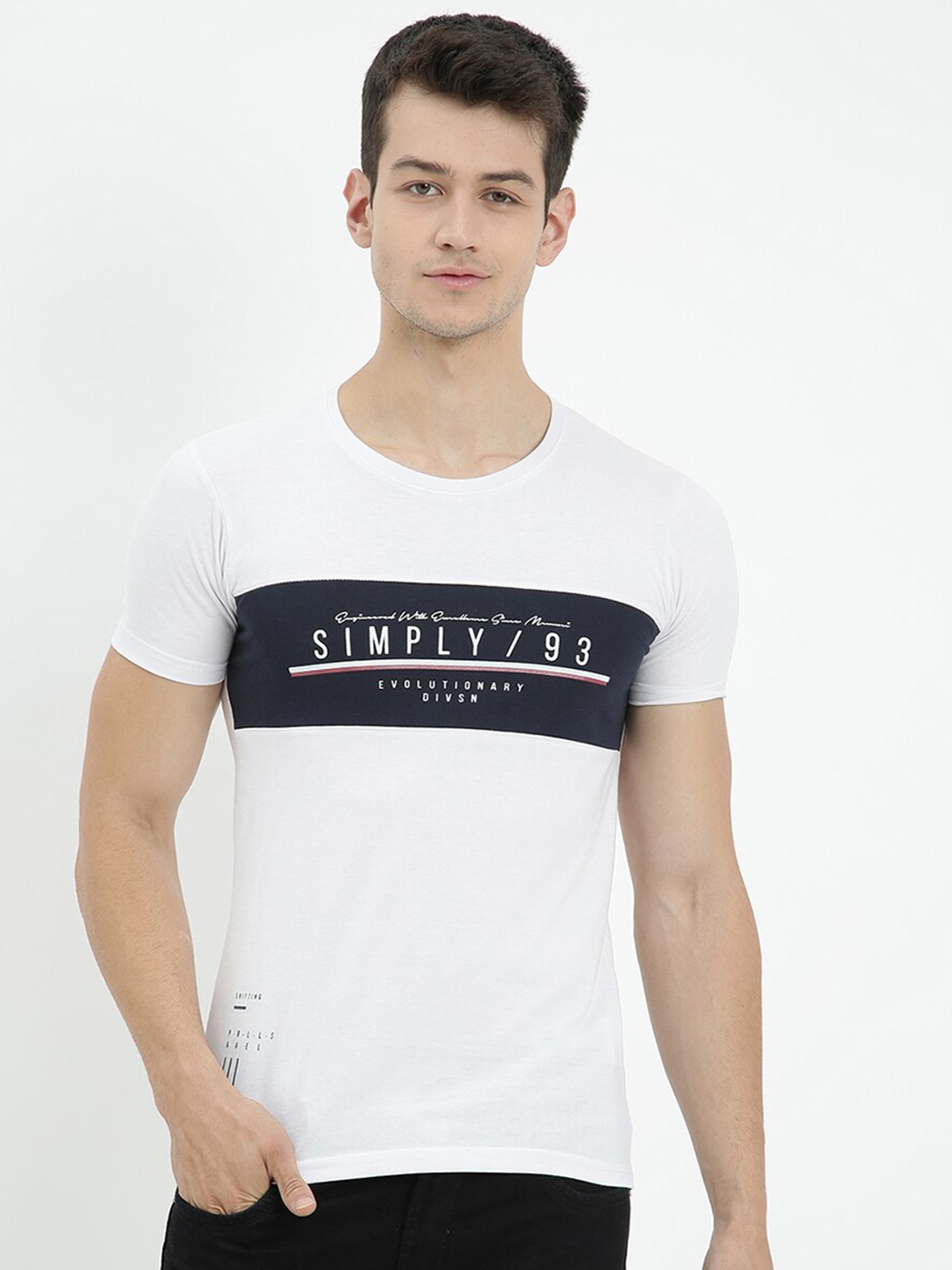 

V2 Value & Variety Men White Typography T-shirt