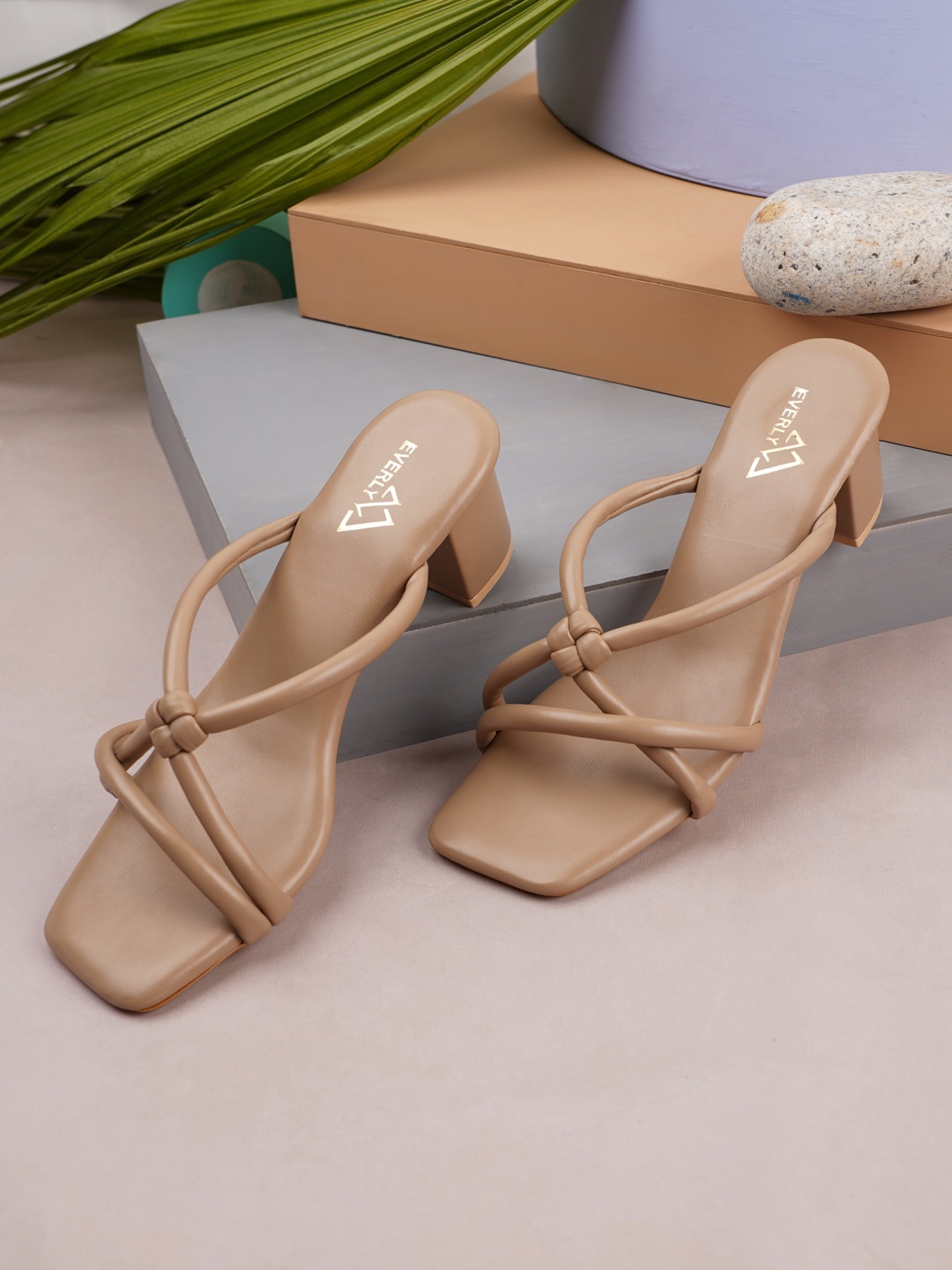 

EVERLY Beige Block Sandals