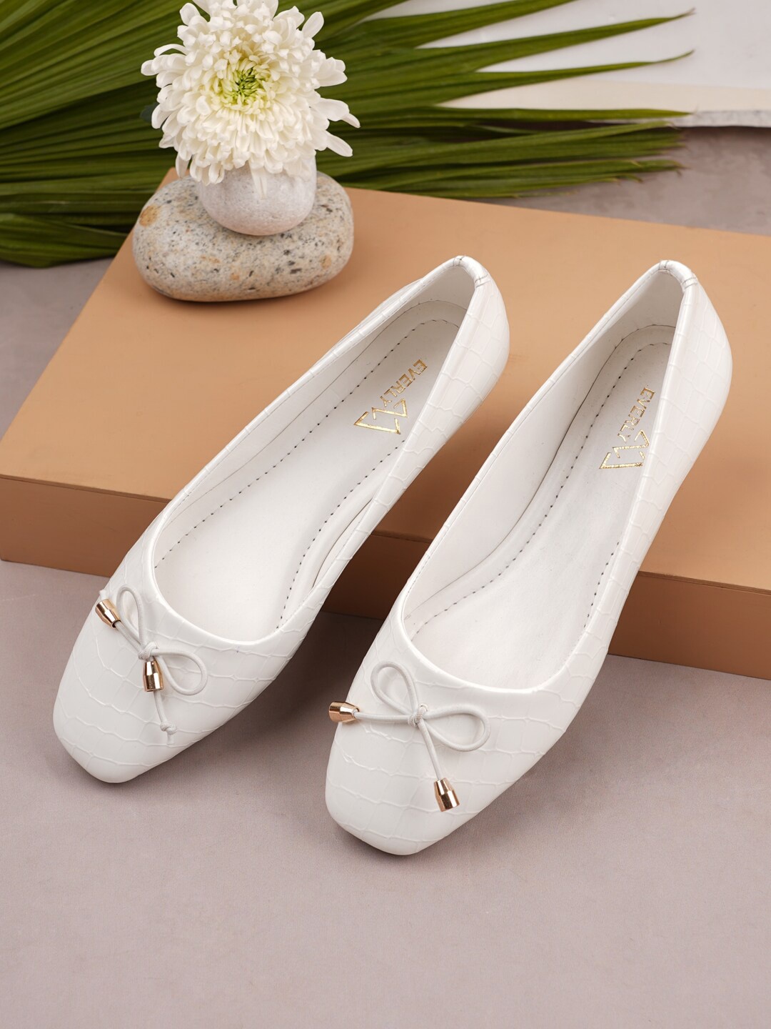 

EVERLY Women White Ethnic Ballerinas Flats