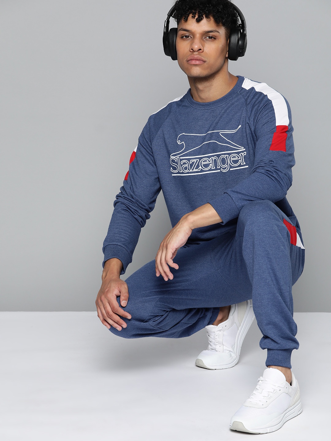 

Slazenger Men Printed Athleisure Tracksuit, Blue