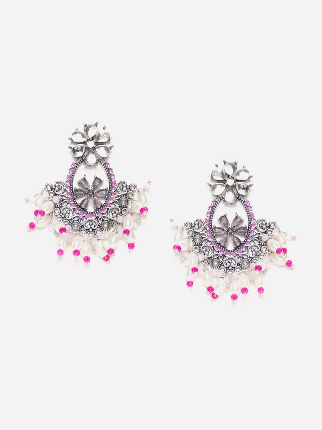

W Magenta Floral Studs Earrings