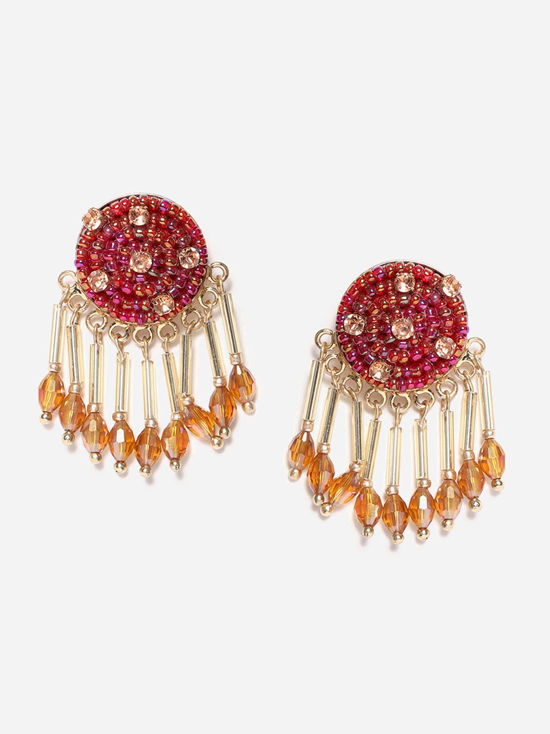 

W Red Circular Drop Earrings