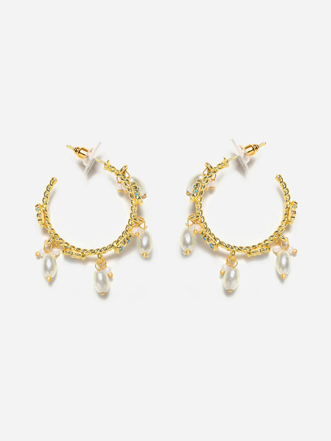 

W Blue Floral Hoop Earrings