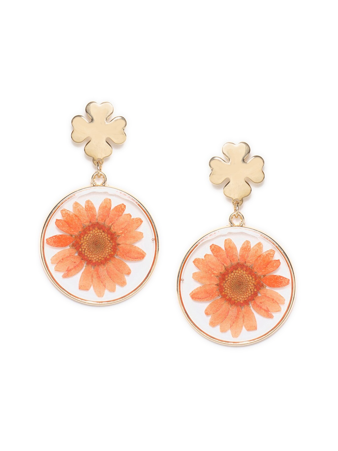 

W Orange Circular Drop Earrings