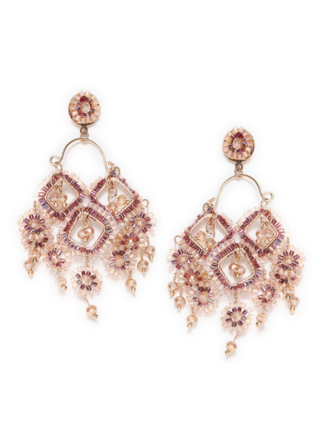 

W Champagne Geometric Chandbalis Earrings