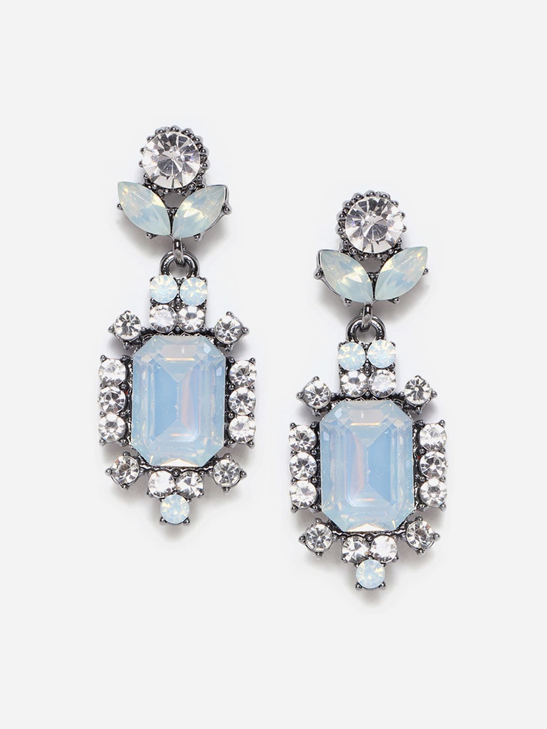 

W Blue Geometric Drop Earrings
