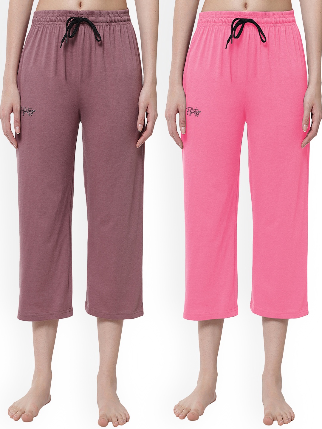 

FFLIRTYGO Women Pack of 2 Solid 3/4th Lounge Pants, Lavender