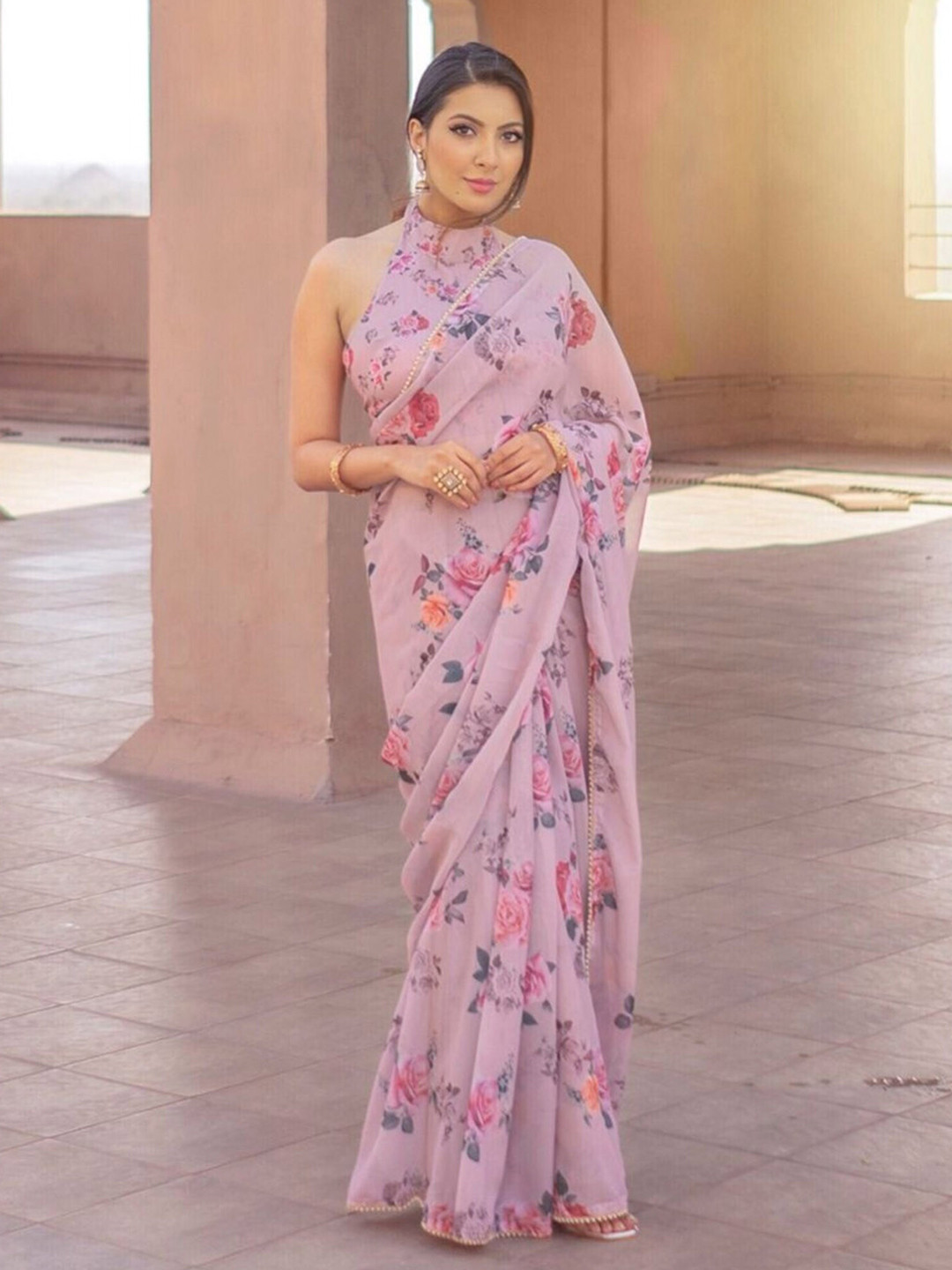 

Lavanya The Label Lavender Paisley Embroidered Saree