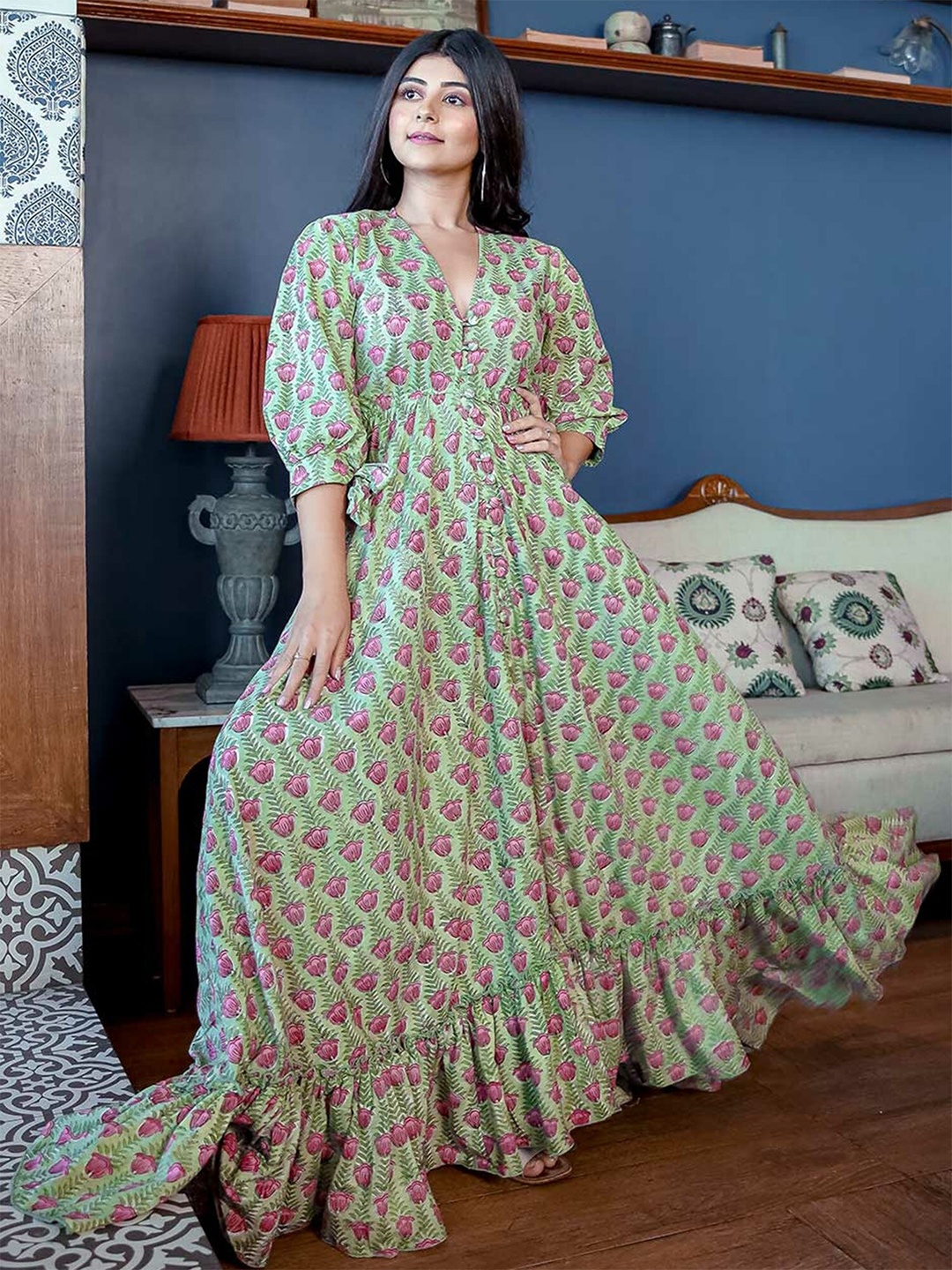 

Lavanya The Label Green Floral Maxi Dress