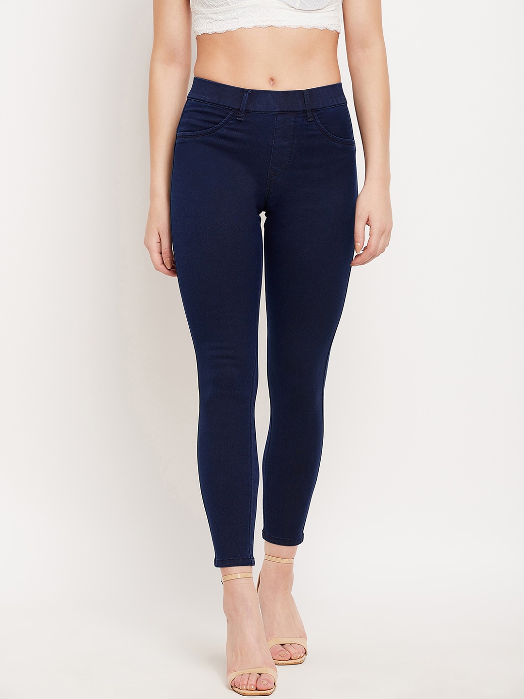 

Madame Women Navy Blue Pure Cotton Jeans