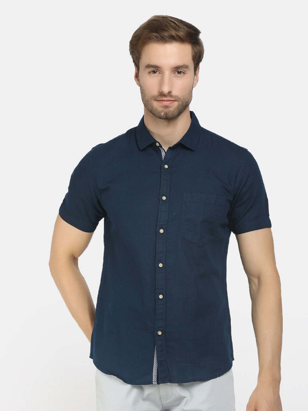 

V-Mart Men Navy Blue Casual Shirt
