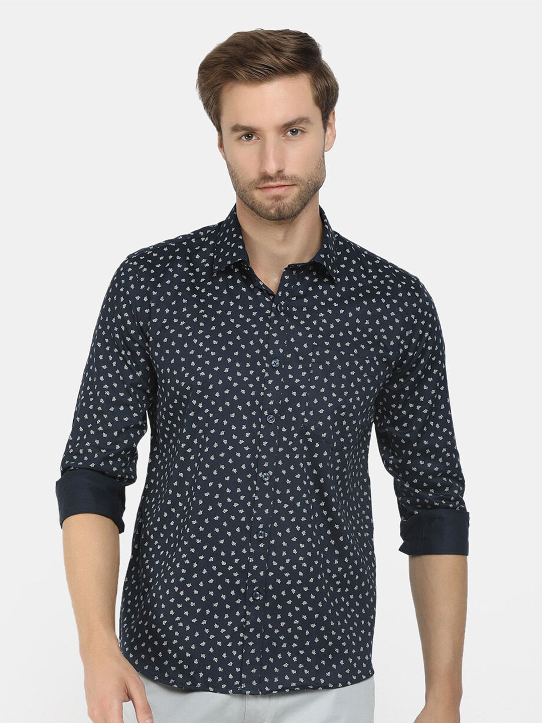 

V-Mart Men Navy Blue Floral Printed Formal Shirt