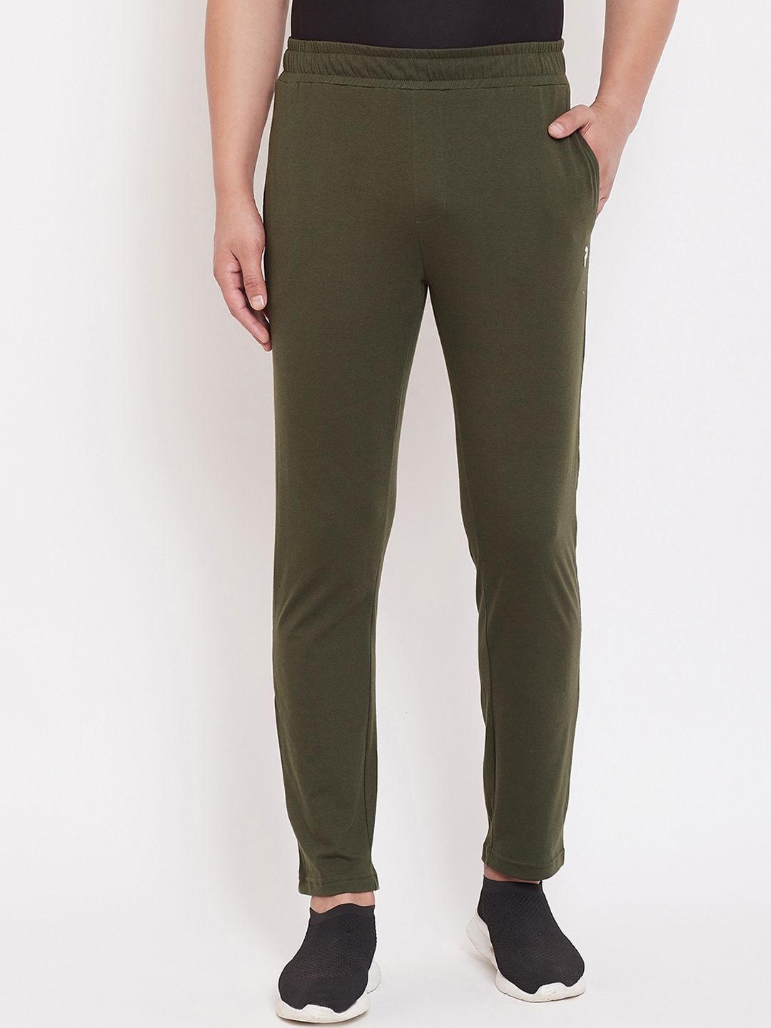 

PERFKT-U Men Olive Green Solid Regular-Fit Antimicrobial Workout Track Pants