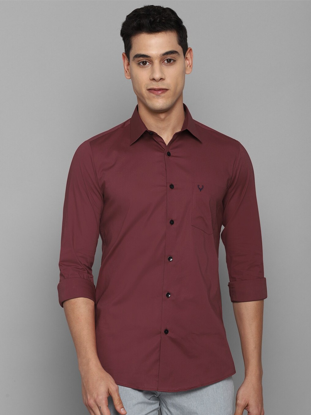

Allen Solly Men Maroon Slim Fit Printed Casual Shirt