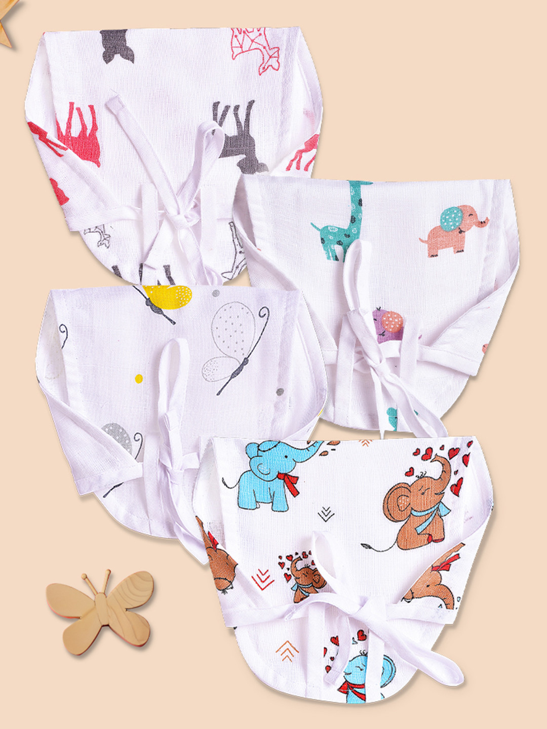 

The Boo Boo Club Infant Kids Set Of 4 Sustainable Cotton Muslin Nappies, Multi