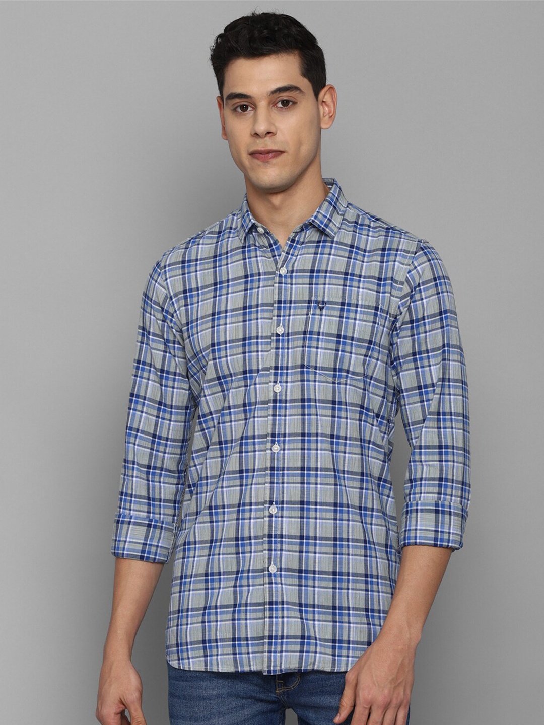 

Allen Solly Sport Men Blue Tartan Checks Checked Casual Shirt
