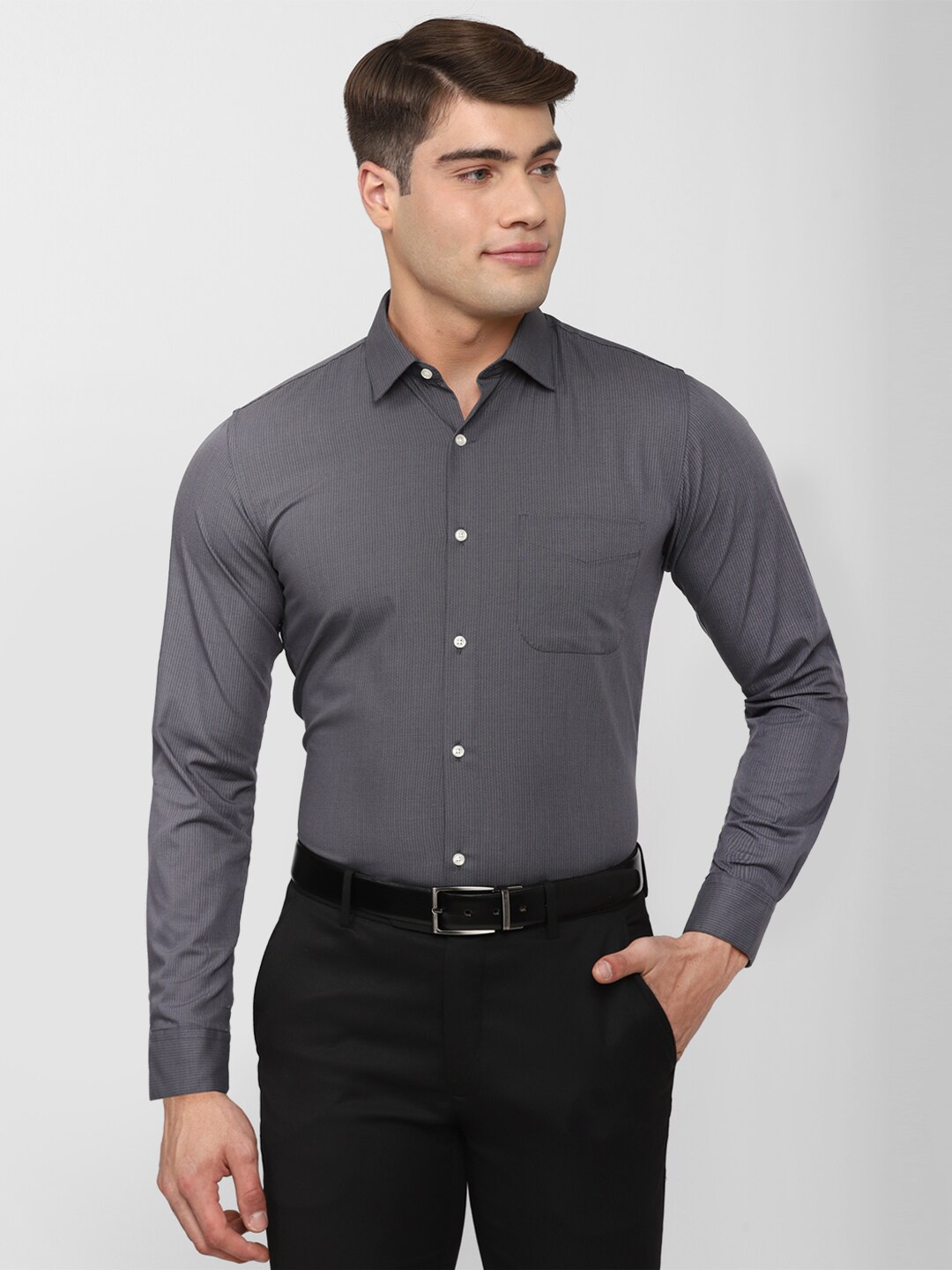 

Peter England Men Grey Slim Fit Formal Shirt