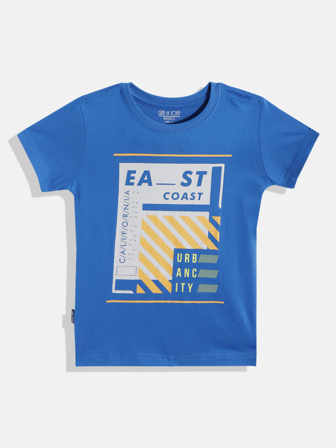 

Gini and Jony Boys Blue & Grey Pure Cotton Graphic Print T-shirt