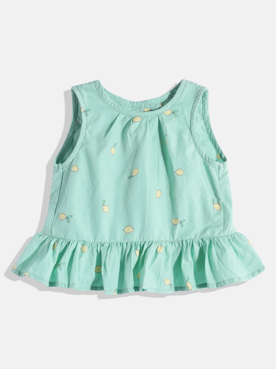 

Marks & Spencer Infant Girls Conversational Printed Pure Cotton Top with Ruffled Detail, Green