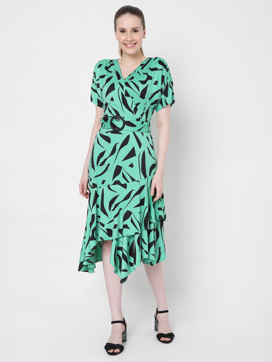 

Vero Moda Green Animal Midi Dress