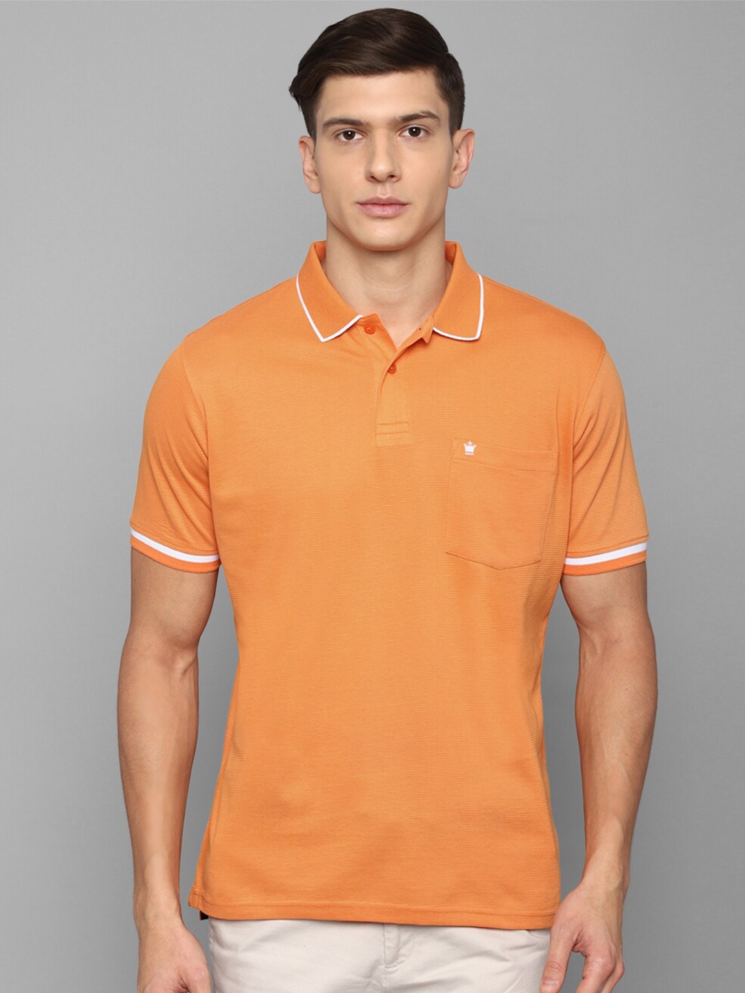 

Louis Philippe Men Orange Polo Collar T-shirt