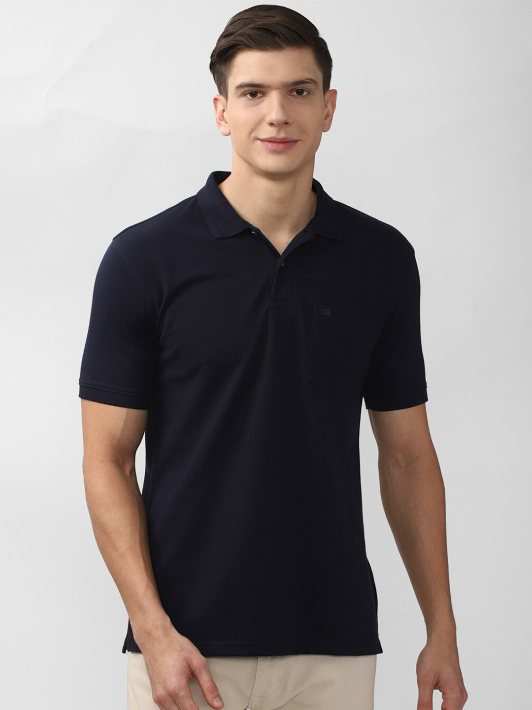 

Peter England Casuals Men Navy Blue Polo Collar T-shirt