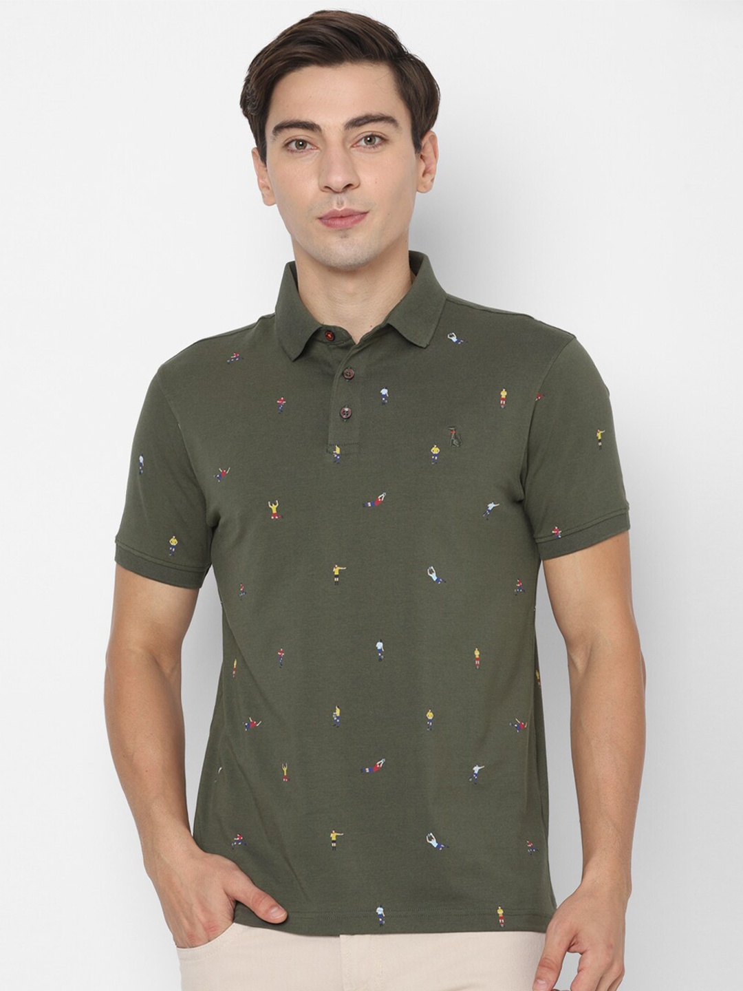 

SIMON CARTER LONDON Men Olive Green Polo Collar Slim Fit T-shirt