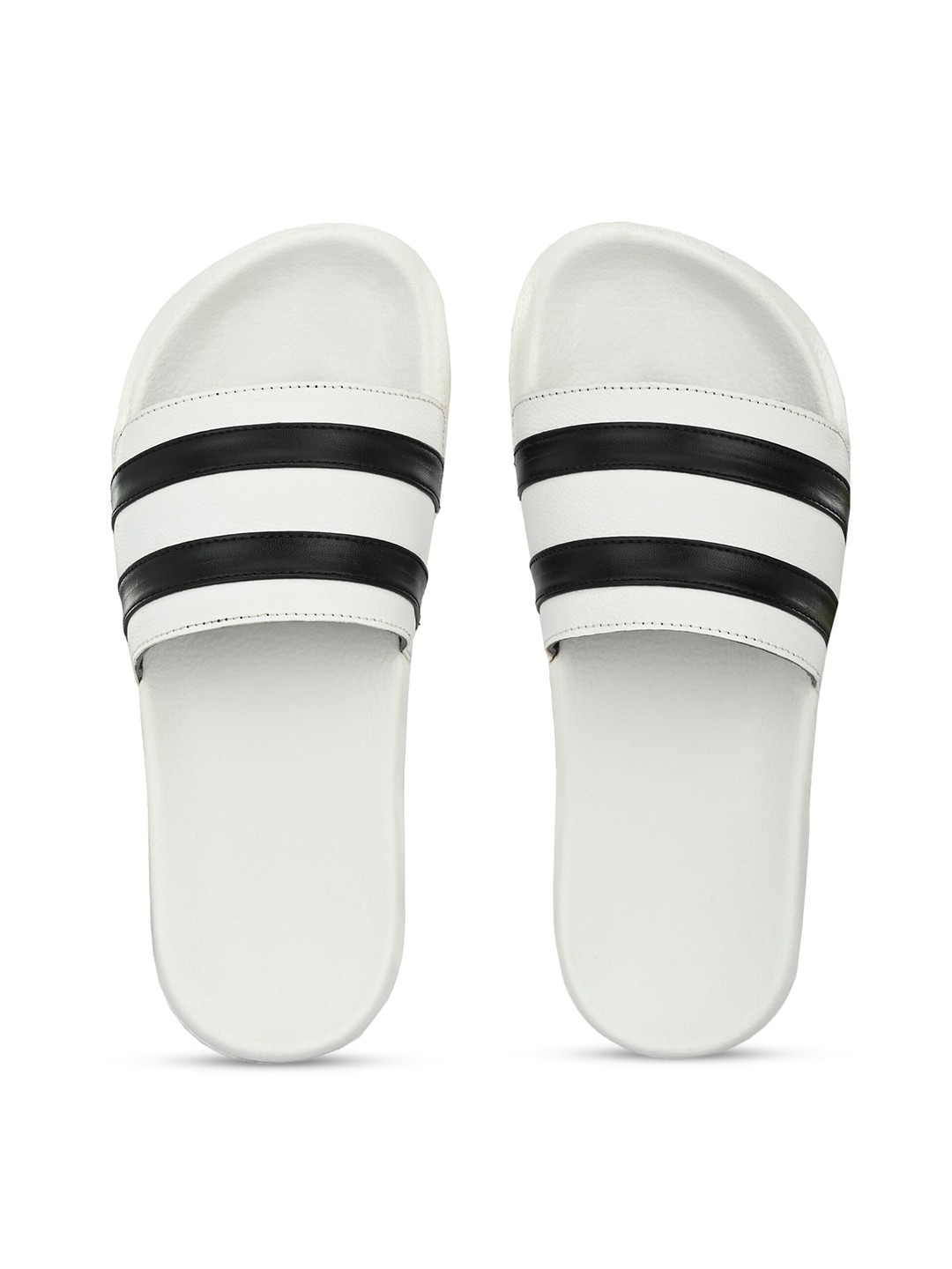 

KLEAT Men White & Black Striped Sliders