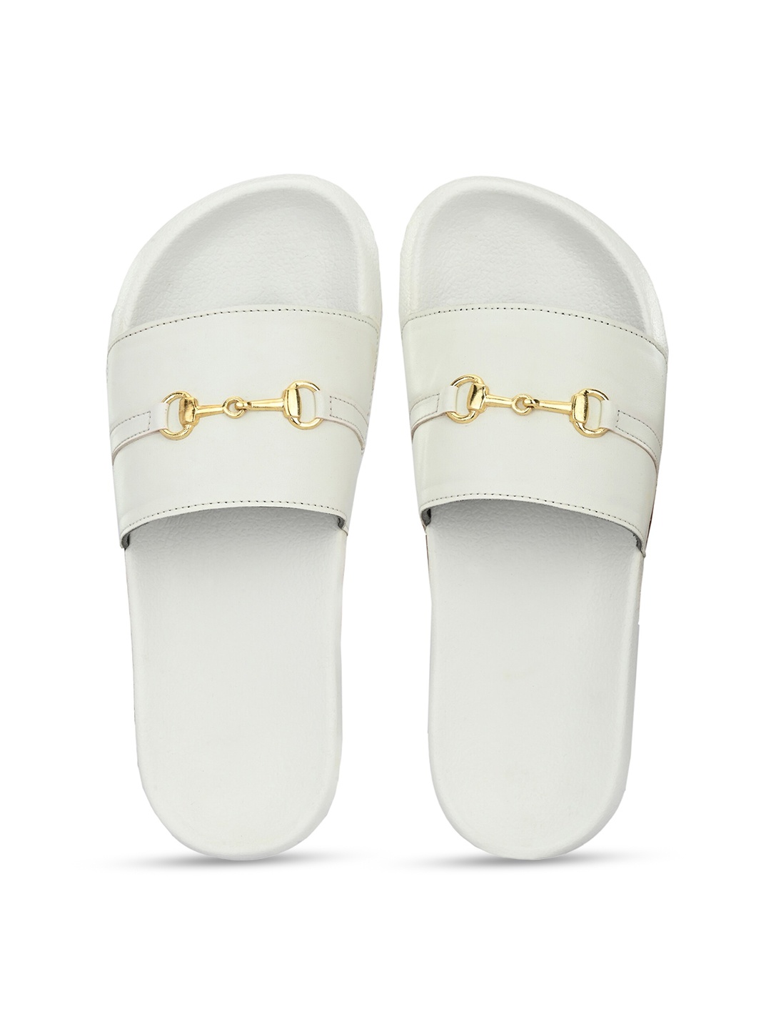 

KLEAT Men White & Gold-Toned Sliders