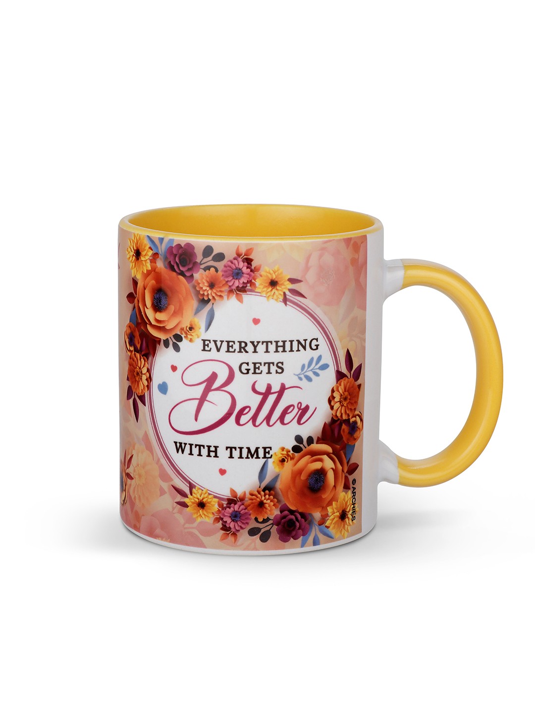 

Archies Yellow & White Printed Ceramic Matte Mugs Set of Cups and Mugs
