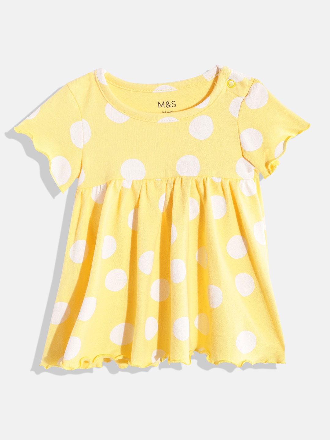 

Marks & Spencer Girls Pure Cotton Polka Dot Print Fringed Fit & Flare Dress, Yellow