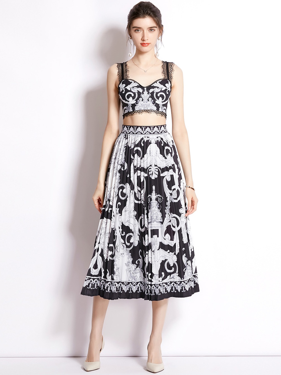 

JC Collection Women Grey & White Printed Co-Ords