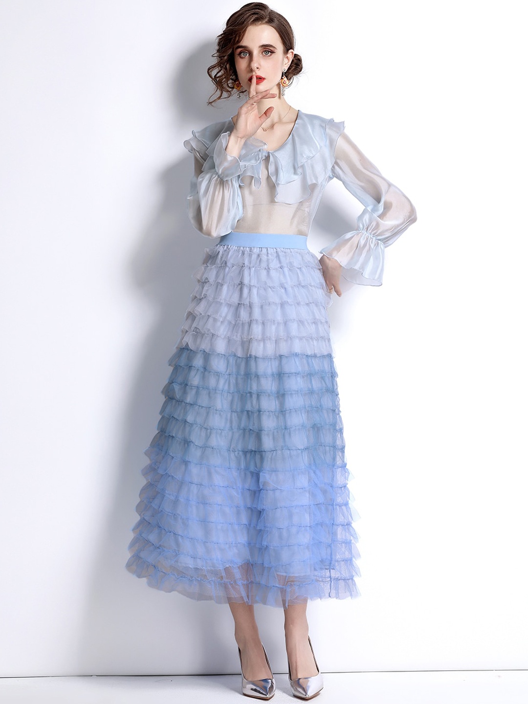 

JC Collection Blue Women Top with Skirt
