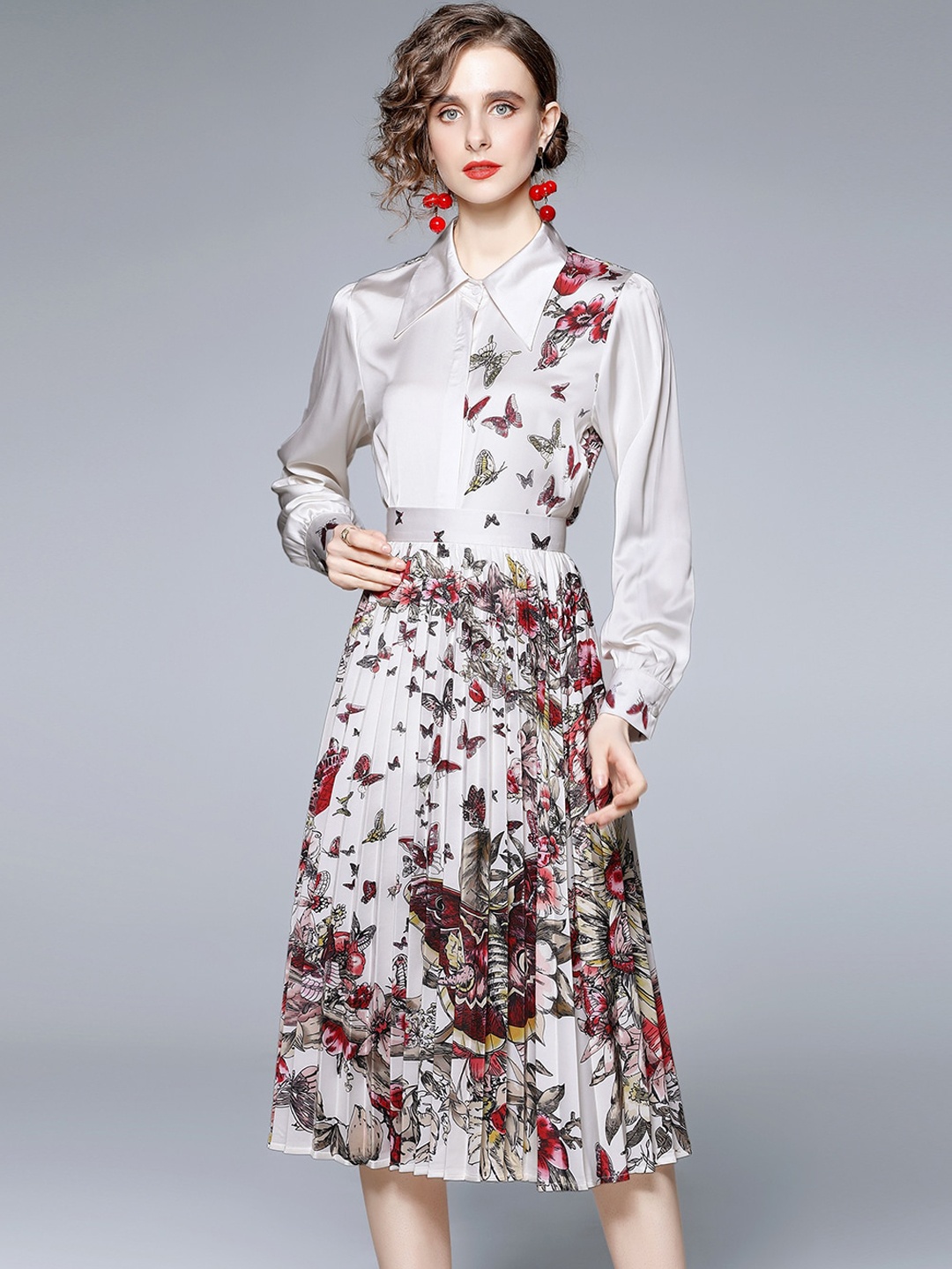 

JC Collection Women Off White Printed Shirt With Skirt