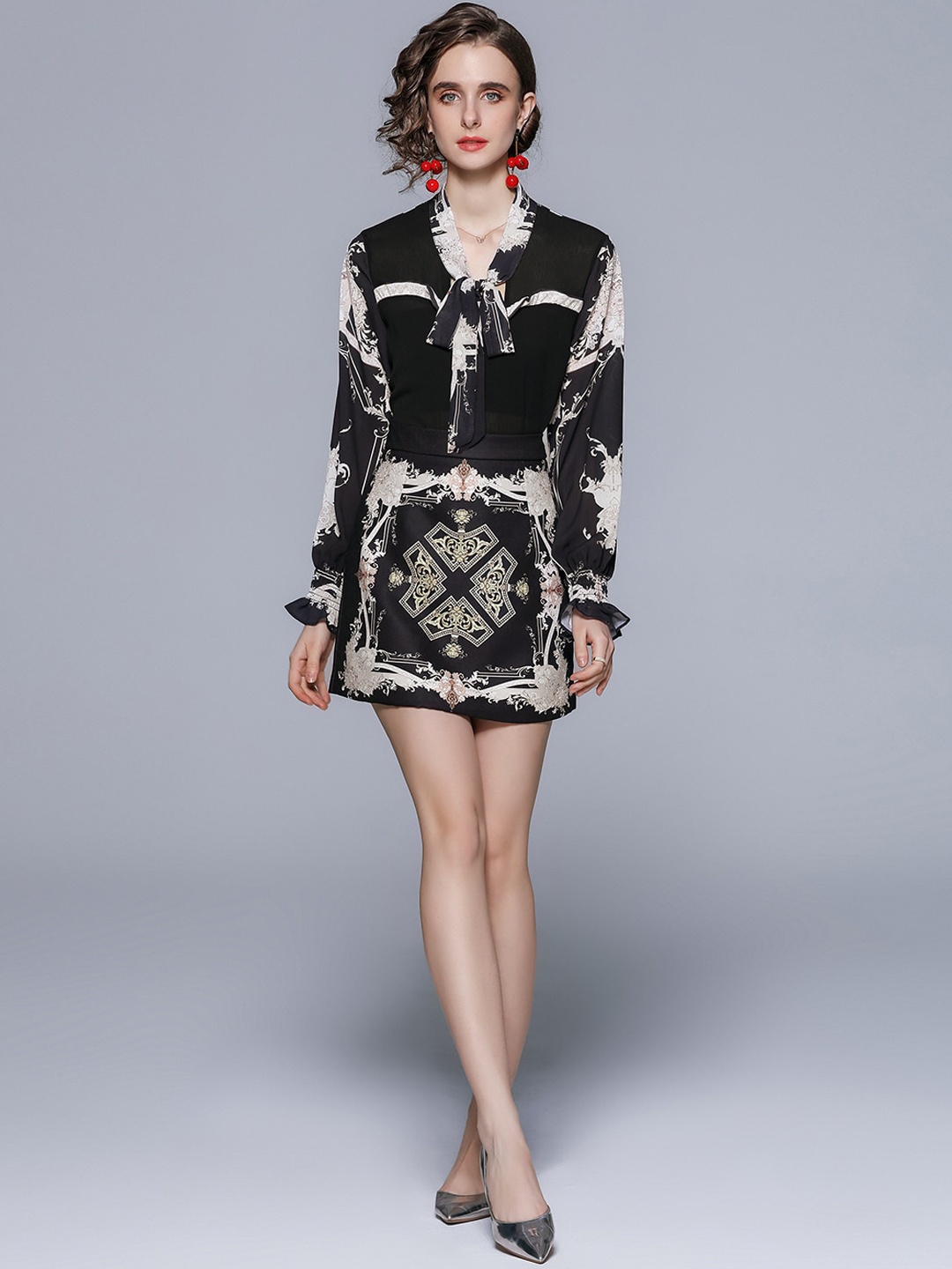 

JC Collection Women Black & White Printed Co-Ords