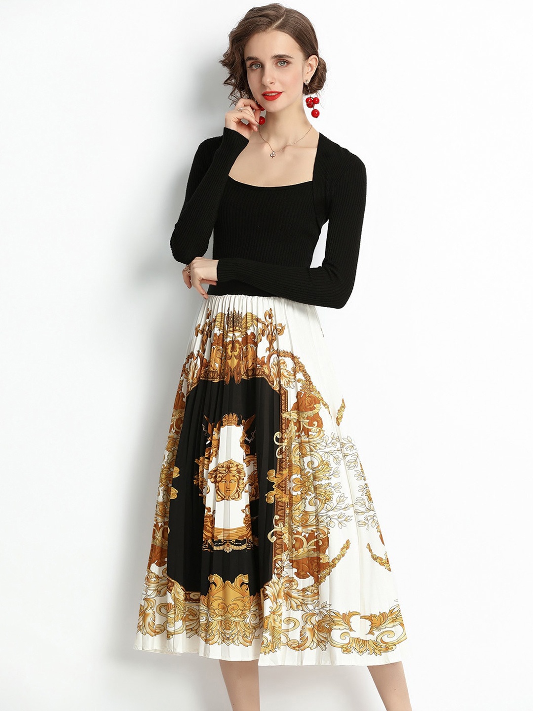 

JC Collection Black & Yellow Midi Dress