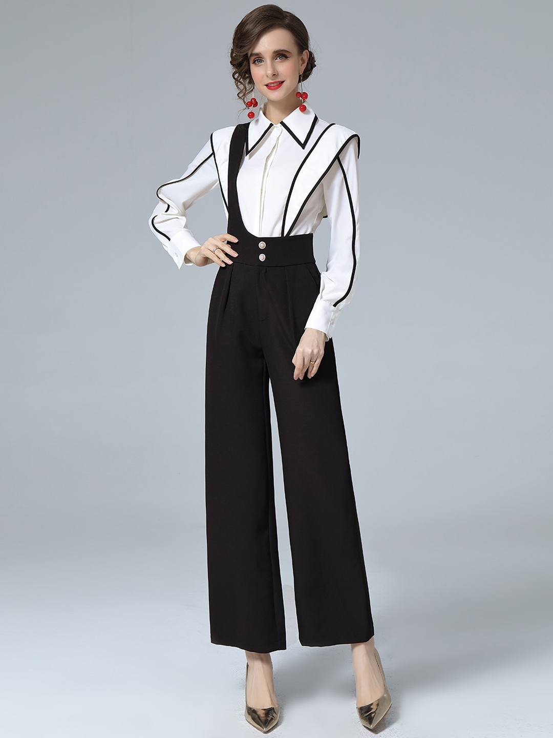 

JC Collection Women Black & White Shirt with Trousers