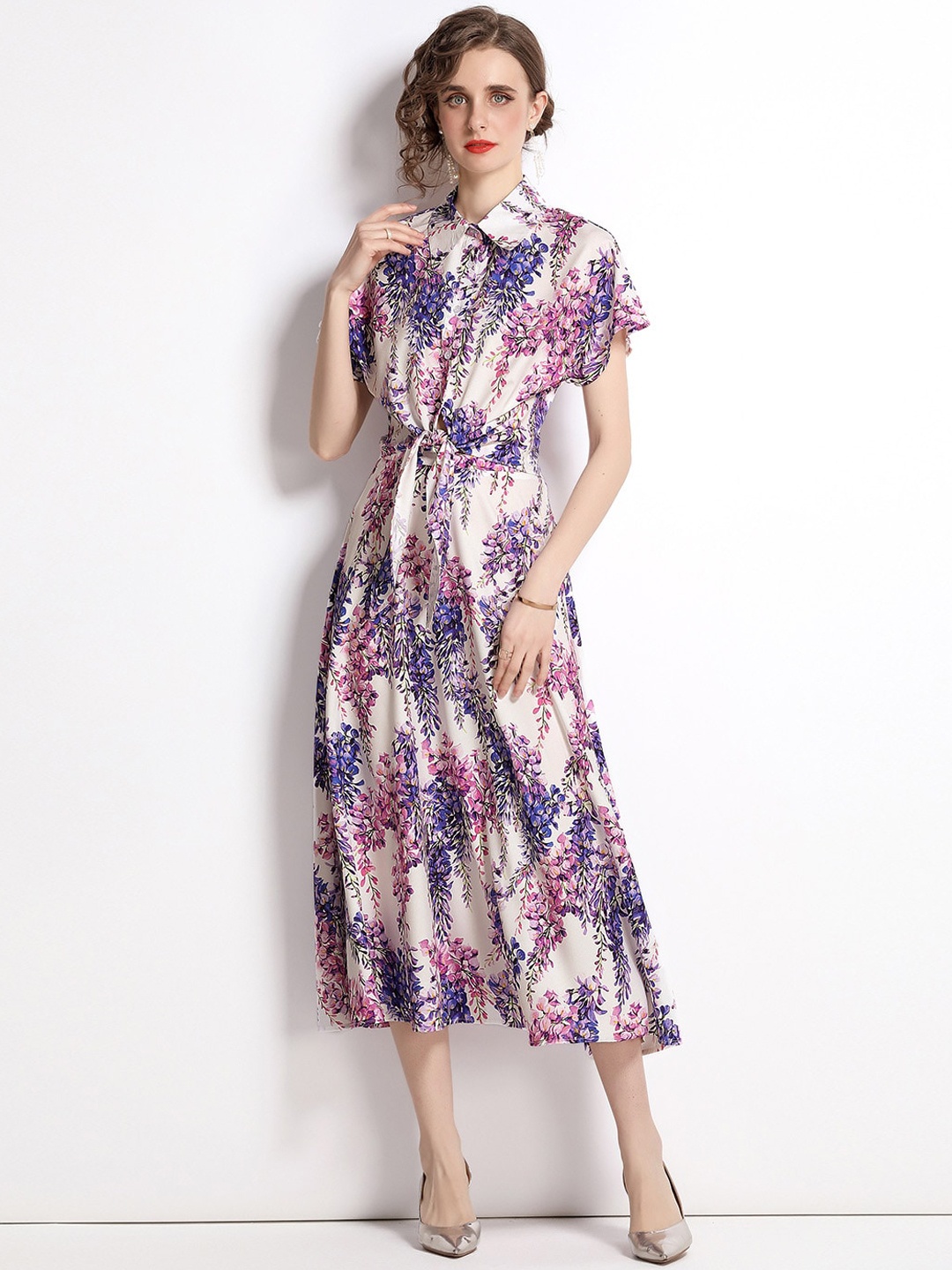 

JC Collection Women Off White & Blue Printed Top with Skirt