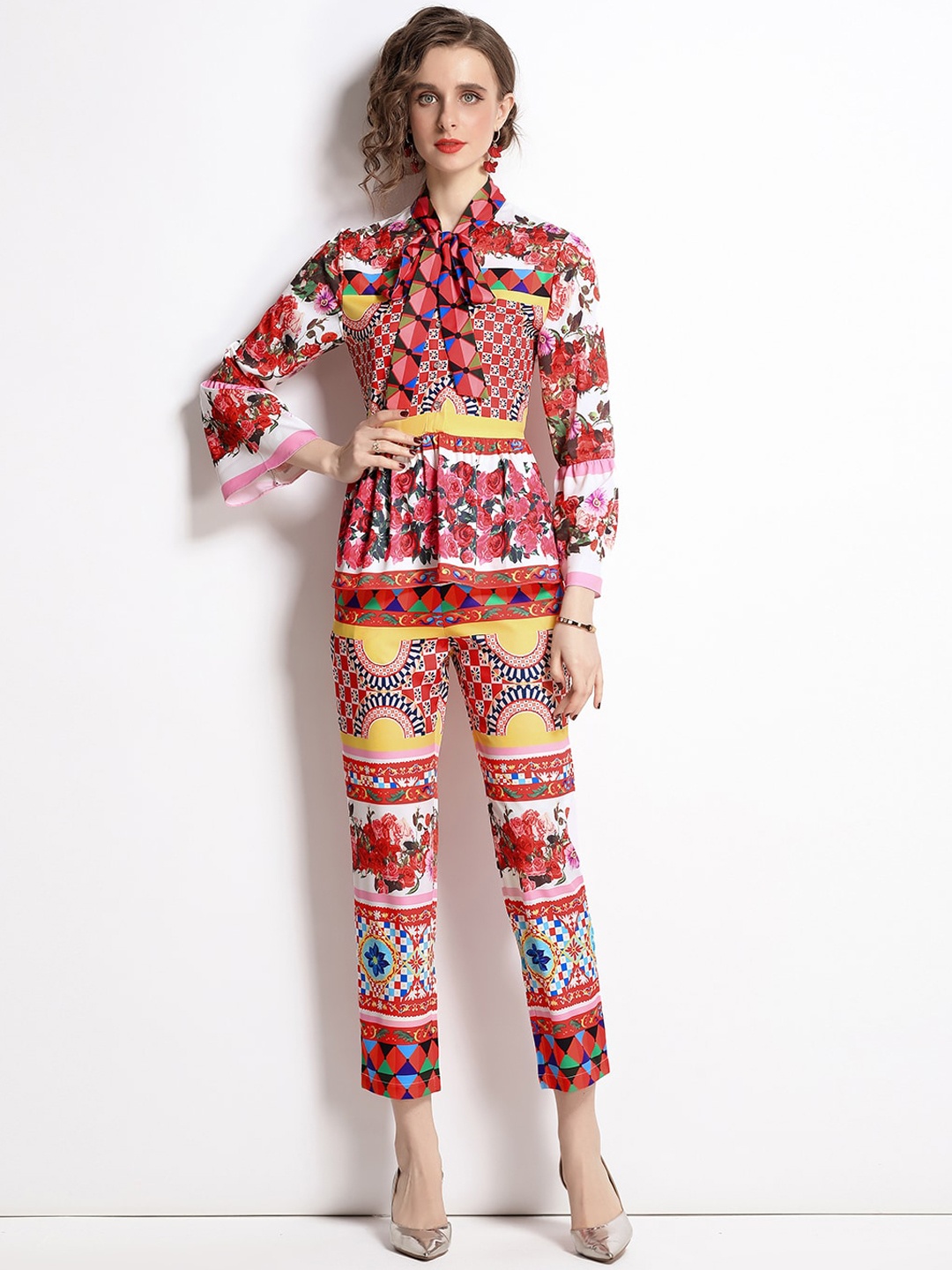 

JC Collection Women Red & Yellow Printed Co-Ords