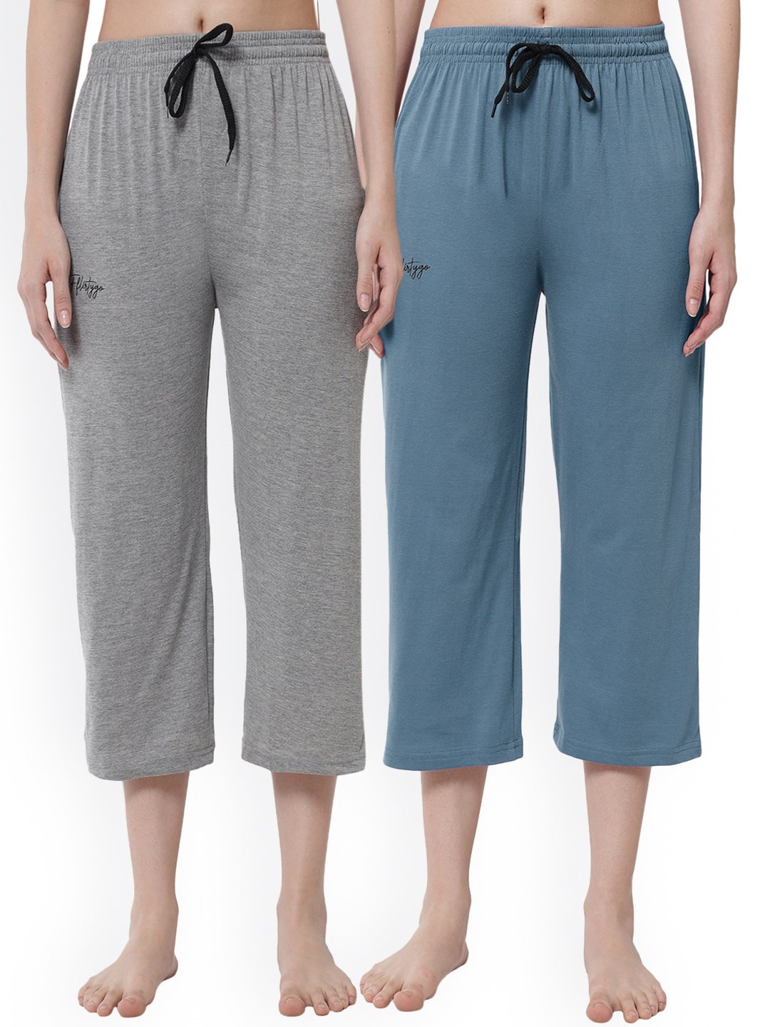 

FFLIRTYGO Women Pack of 2 Solid 3/4th Lounge Pants, Grey